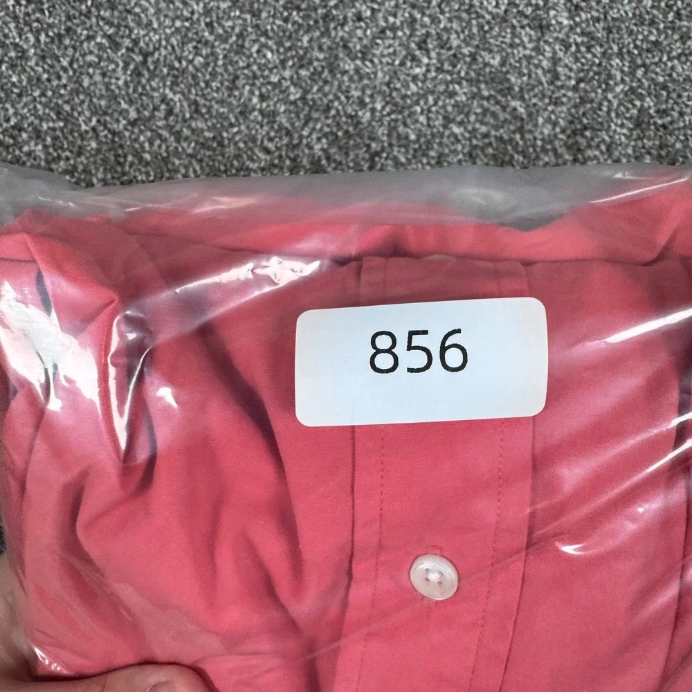 Ralph Lauren Mens XXL Classic Fit Short Sleeve Button Down Shirt Coral Pink - Picture 8 of 8